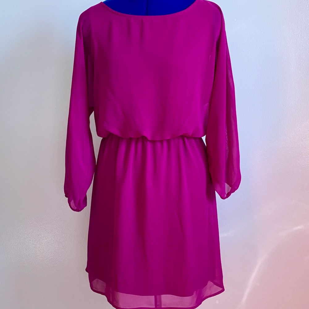 Express Fuchsia Long-Sleeved Dress - Size: S